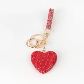 Paris Heart Rhinestone Keychain