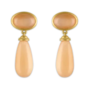 Peach Moonstone Granulated Amphora Earrings