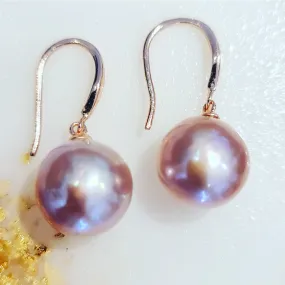 Pink Freshwater Pearl drop earrings Rosegold