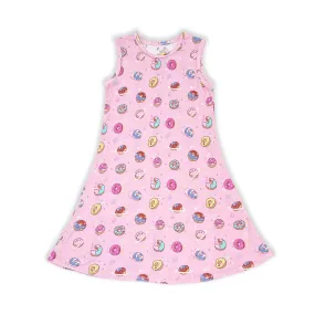 Pink Space Donut Bamboo Girls' Dress