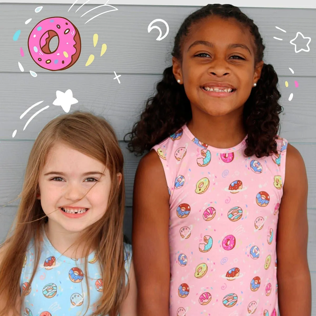 Pink Space Donut Bamboo Girls' Dress