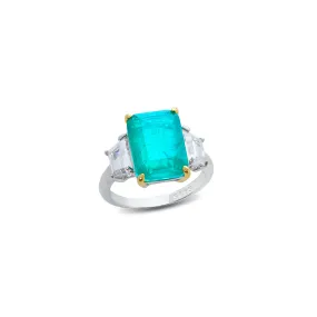 Sterling silver large emerald cut paraiba ring