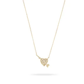 Tiny Pavé Heart   Arrow Necklace