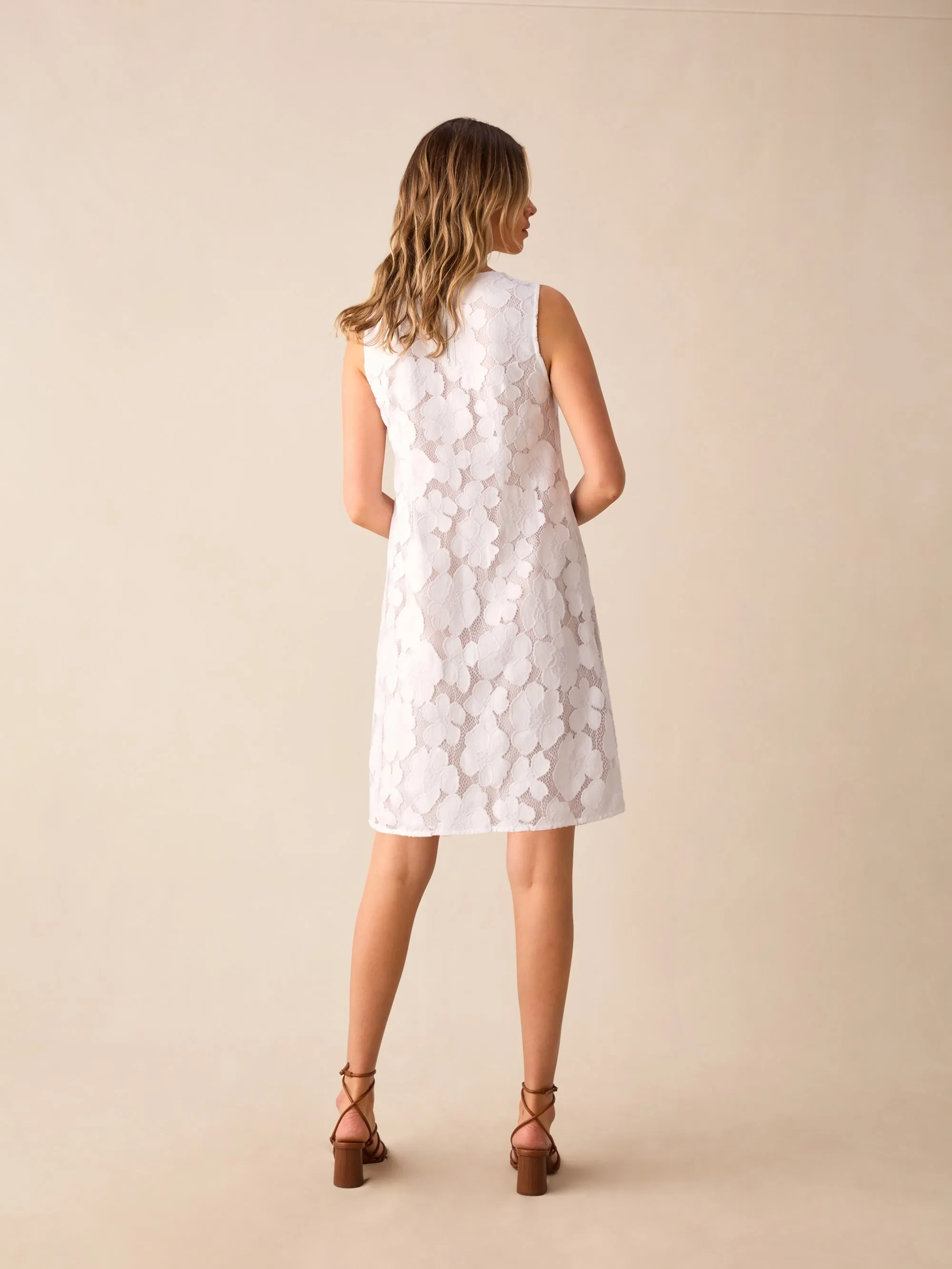 White Lace Mini Shift Dress