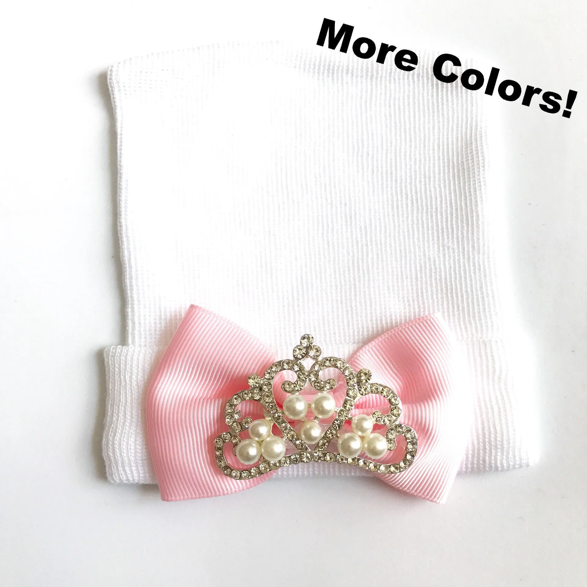 WHITE Princess hat-pick your color bow!