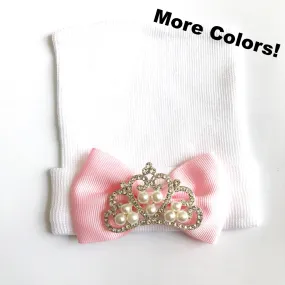 WHITE Princess hat-pick your color bow!