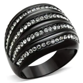 WildKlass Stainless Steel Ring IP Black Women Top Grade Crystal Black Diamond